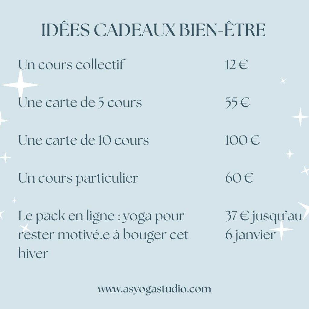 cartes cadeaux noël as yoga studio